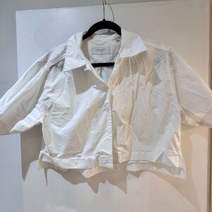 Equipment Cropped White Button-Up shirt